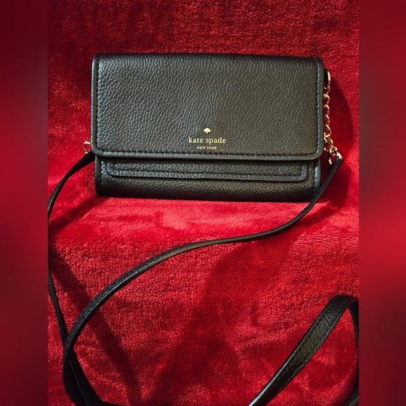 Kate Spade Black Pebble Leather Harlow Crossbody Wallet - Picture 4 of 10